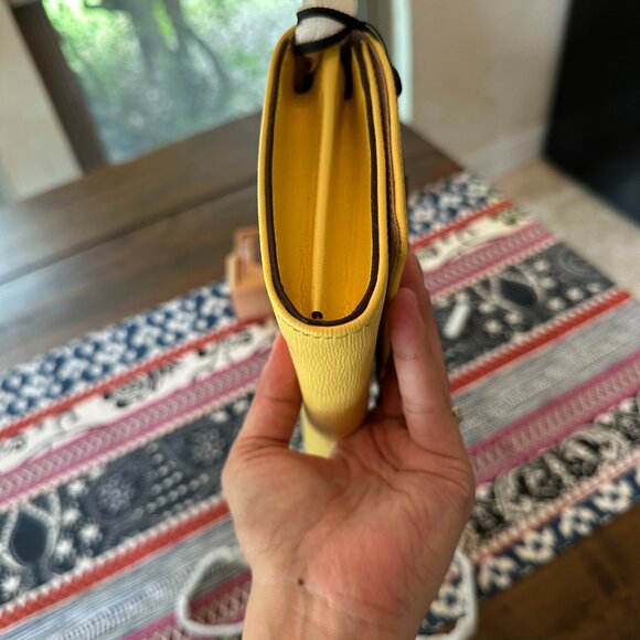 DKNY Gia Wallet on a Silver Chain Convertible Crossbody Yellow Leather NWT - Picture 7 of 11